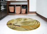 5' Round  Wool Coral Or Ivory  Area Rug - Homeroots
