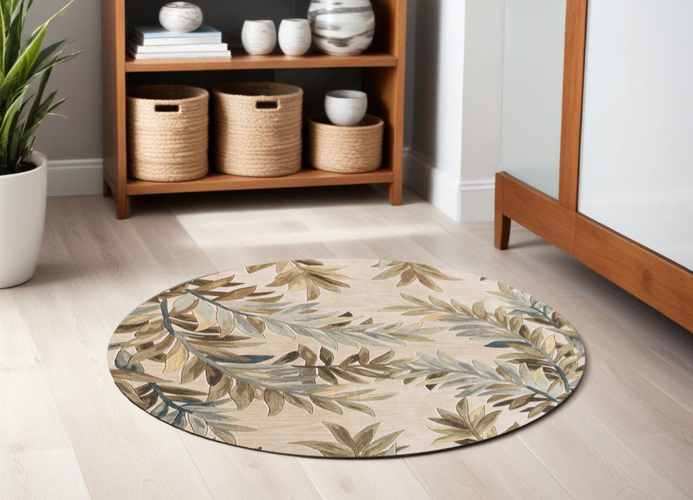 6' Ivory Round Wool Hand Tufted Area Rug - Homeroots
