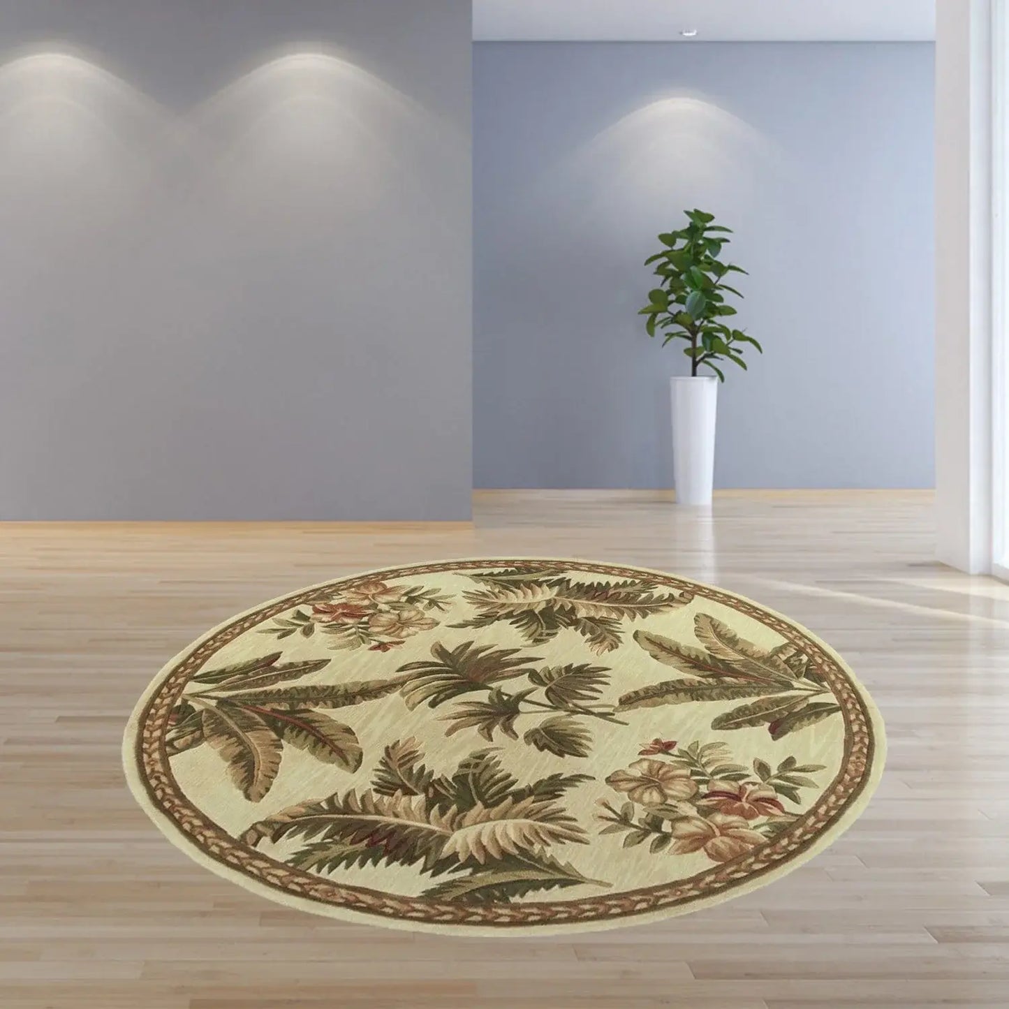 5' Round Wool Ivory Area Rug - Homeroots - Flyclothing LLC