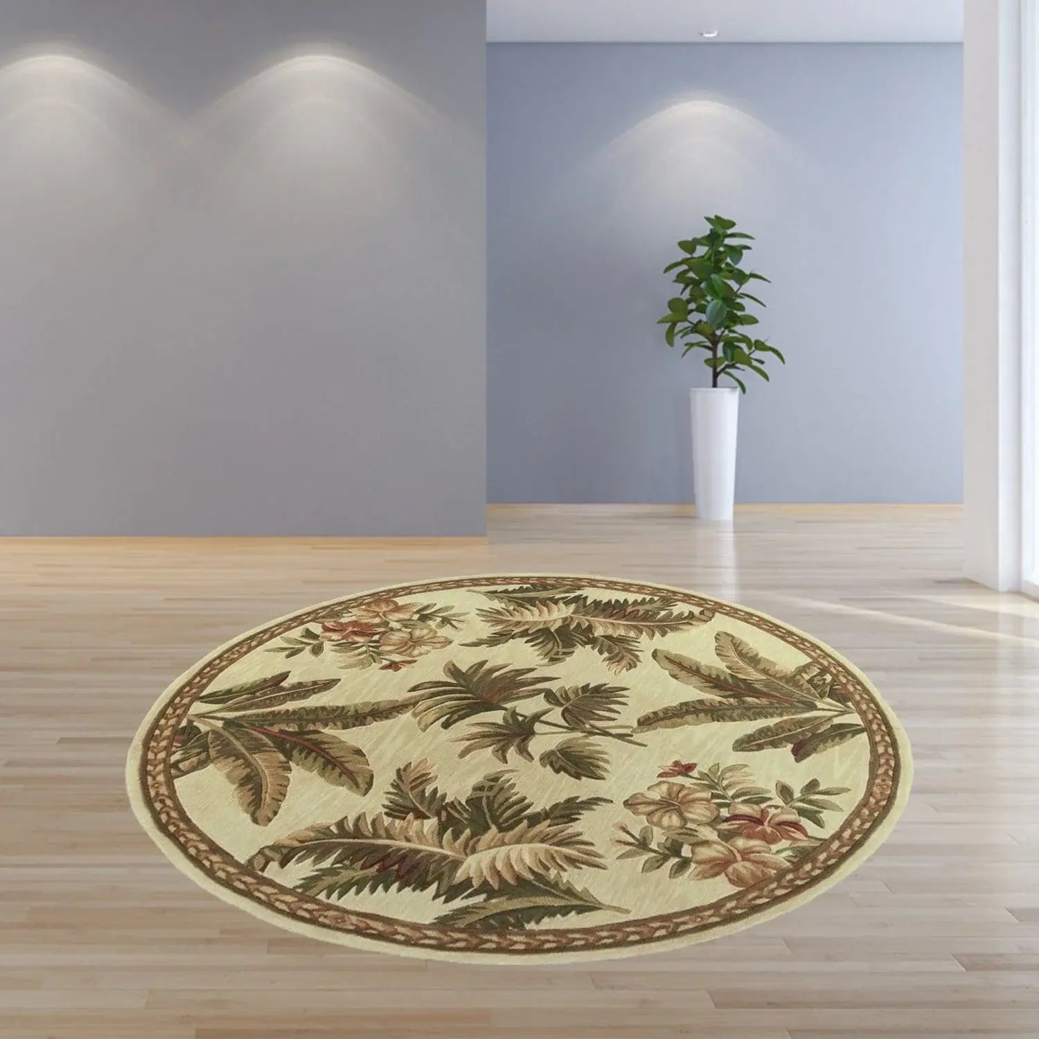 5' Round Wool Ivory Area Rug - Homeroots - Flyclothing LLC
