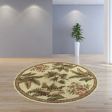5' Round  Wool Ivory  Area Rug - Homeroots