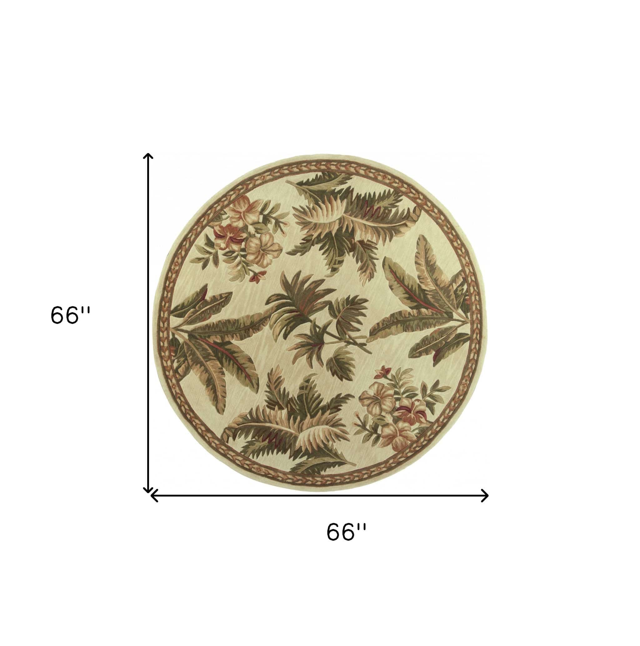 5' Round Wool Ivory Area Rug - Homeroots - Flyclothing LLC