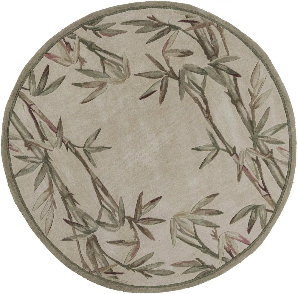 6' Ivory Hand Tufted Tropical Bamboo Round Indoor Area Rug - Homeroots - Flyclothing LLC