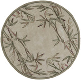 6' Ivory Hand Tufted Tropical Bamboo Round Indoor Area Rug - Homeroots