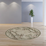 6' Ivory Hand Tufted Tropical Bamboo Round Indoor Area Rug - Homeroots