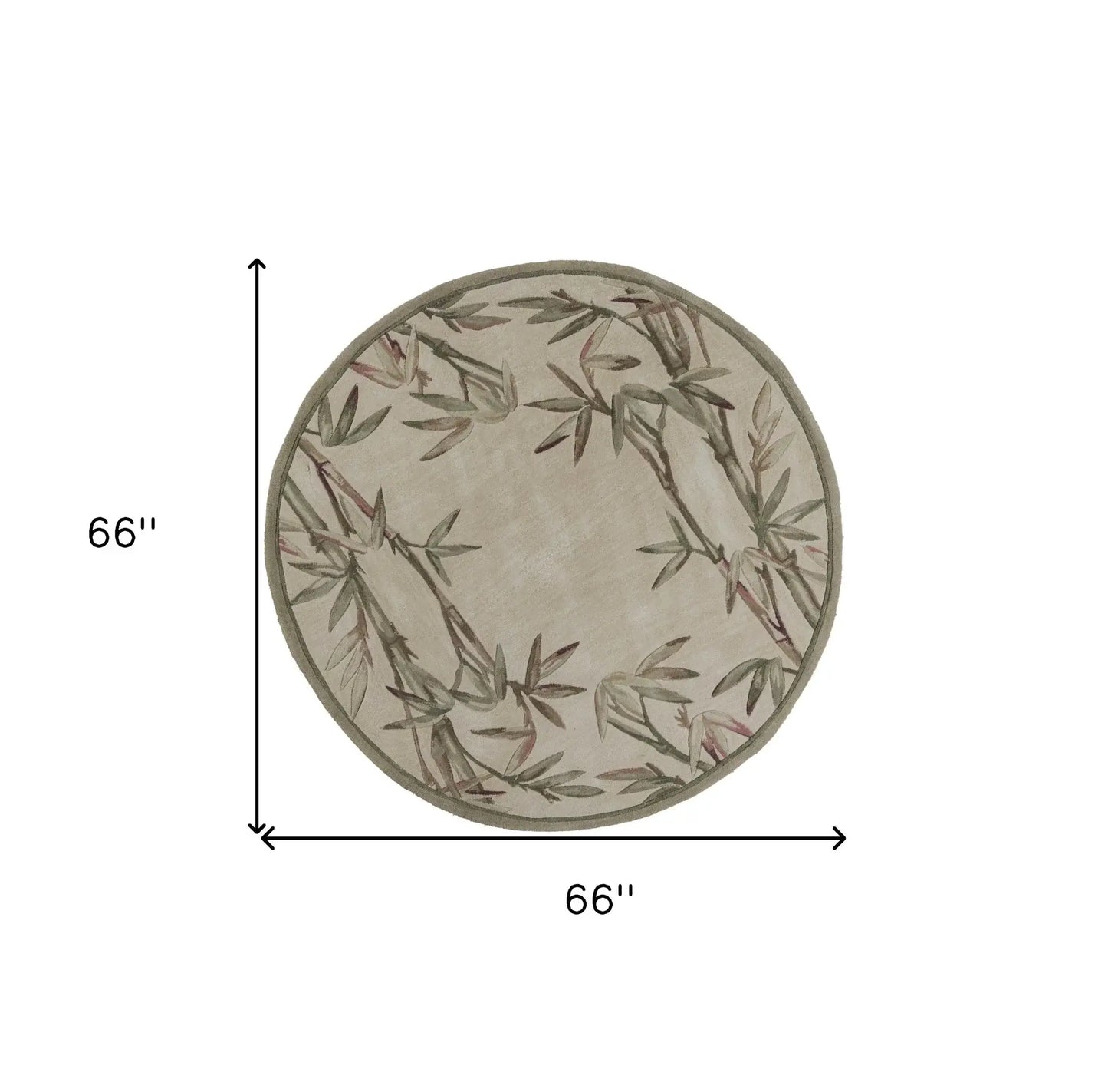 6' Ivory Hand Tufted Tropical Bamboo Round Indoor Area Rug - Homeroots - Flyclothing LLC