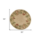 5' Round  Wool Ivory  Area Rug - Homeroots