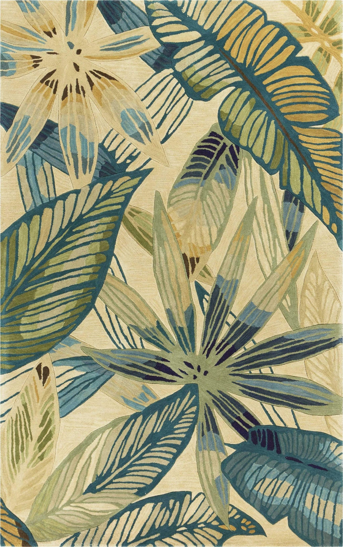 5' Ivory And Teal Wool Handmade Area Rug - Homeroots - Flyclothing LLC