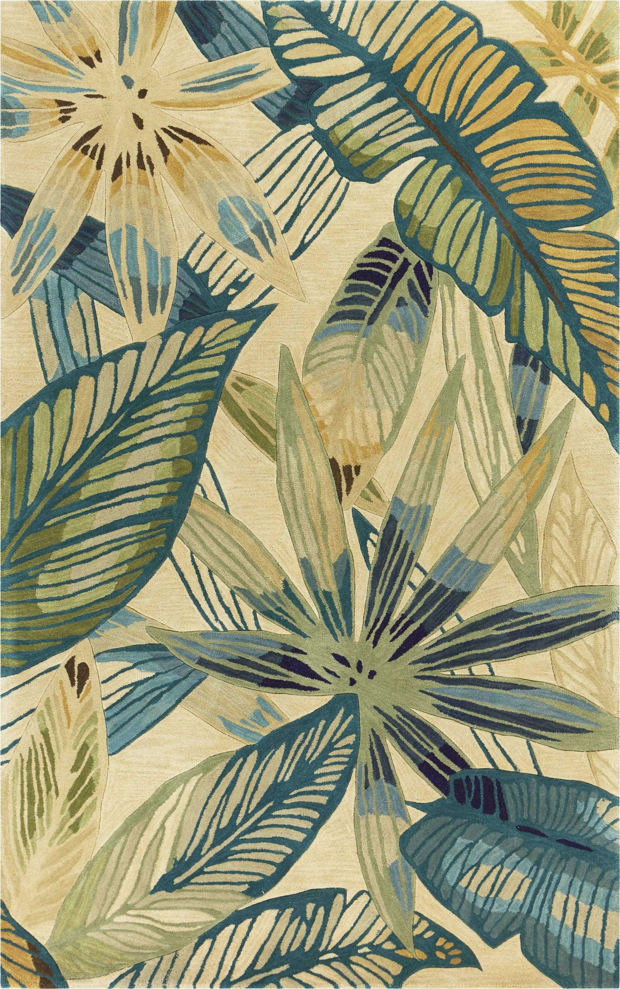 5' Ivory And Teal Wool Handmade Area Rug - Homeroots - Flyclothing LLC