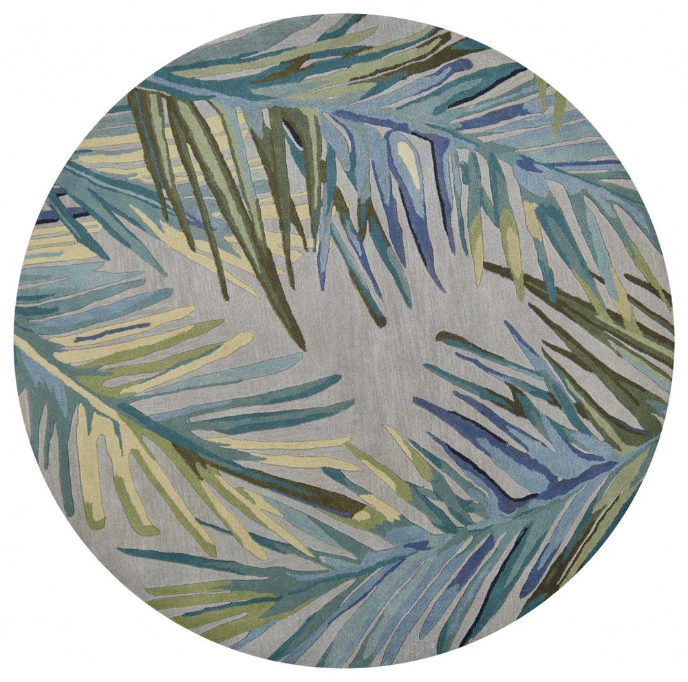 6' Blue and Gray Round Wool Hand Tufted Area Rug - Homeroots - Flyclothing LLC