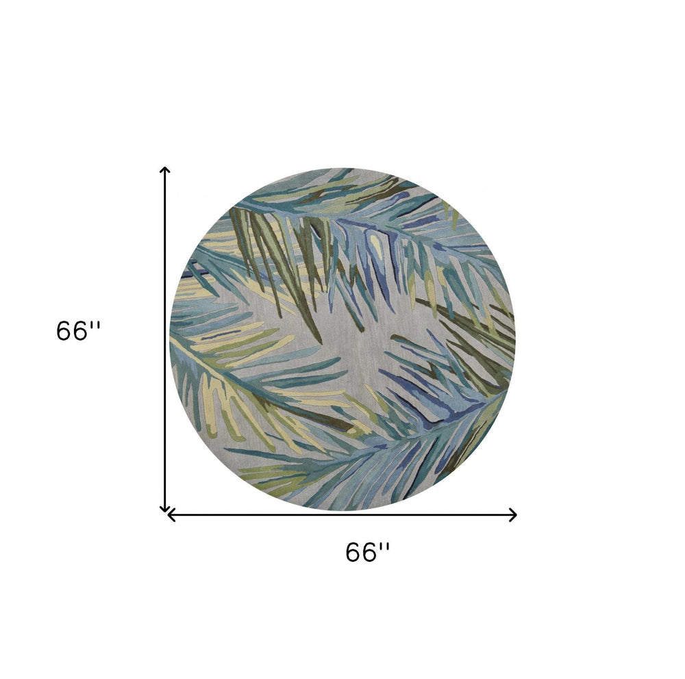 6' Blue and Gray Round Wool Hand Tufted Area Rug - Homeroots - Flyclothing LLC