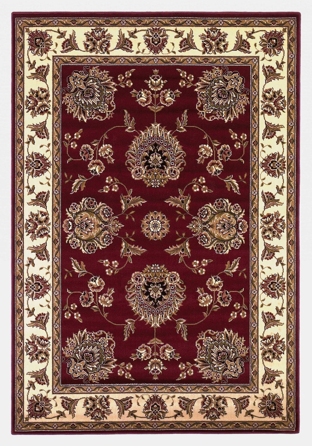 8' X 11' Red Ivory Machine Woven Floral Traditional Indoor Area Rug - Homeroots - Flyclothing LLC