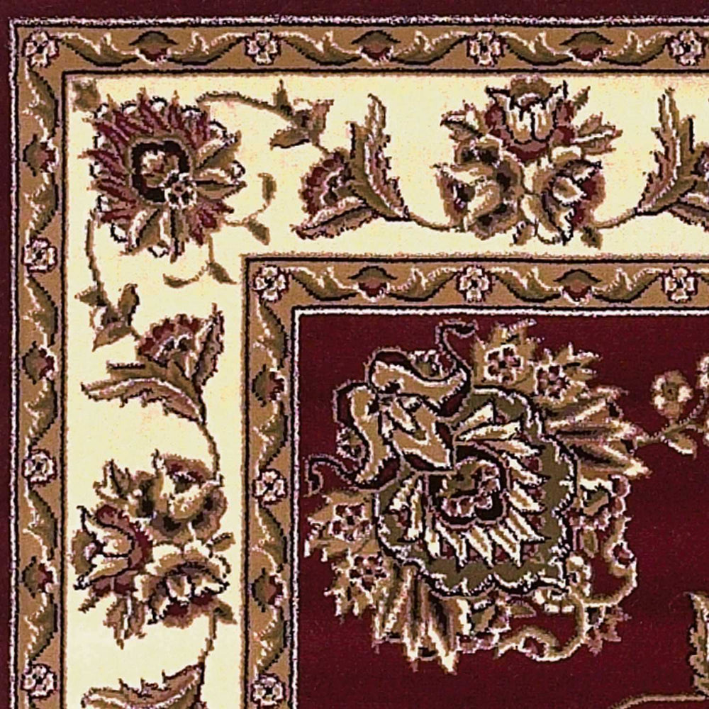 8' X 11' Red Ivory Machine Woven Floral Traditional Indoor Area Rug - Homeroots - Flyclothing LLC