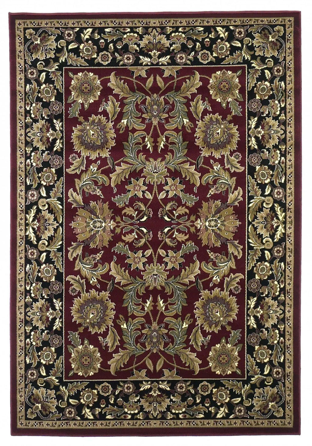 8' X 11' Red Black Machine Woven Floral Traditional Indoor Area Rug - Homeroots - Flyclothing LLC