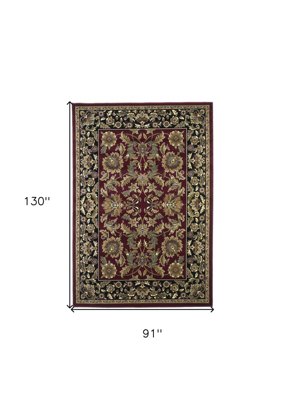 8' X 11' Red Black Machine Woven Floral Traditional Indoor Area Rug - Homeroots - Flyclothing LLC