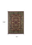 8' X 11' Red Black Machine Woven Floral Traditional Indoor Area Rug