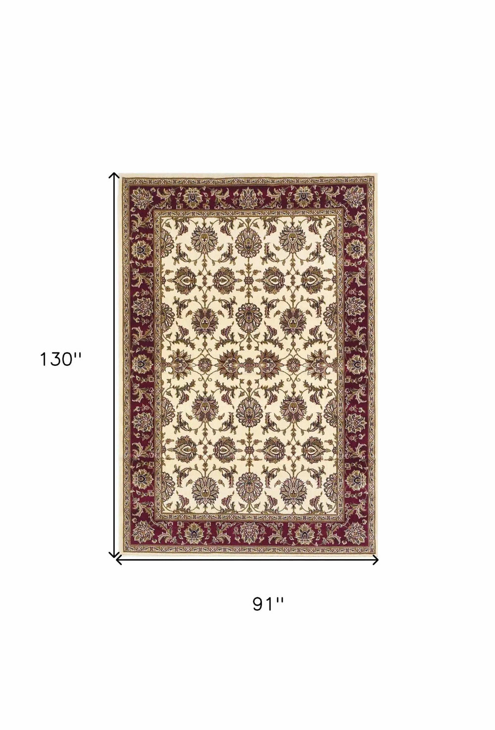 7' X 10' Red and Ivory Area Rug - Homeroots - Flyclothing LLC