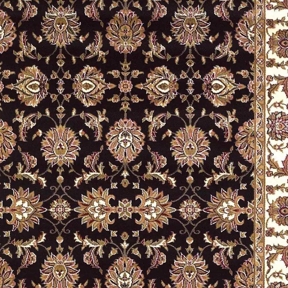 8' X 11' Black Ivory Machine Woven Floral Traditional Indoor Area Rug - Homeroots - Flyclothing LLC
