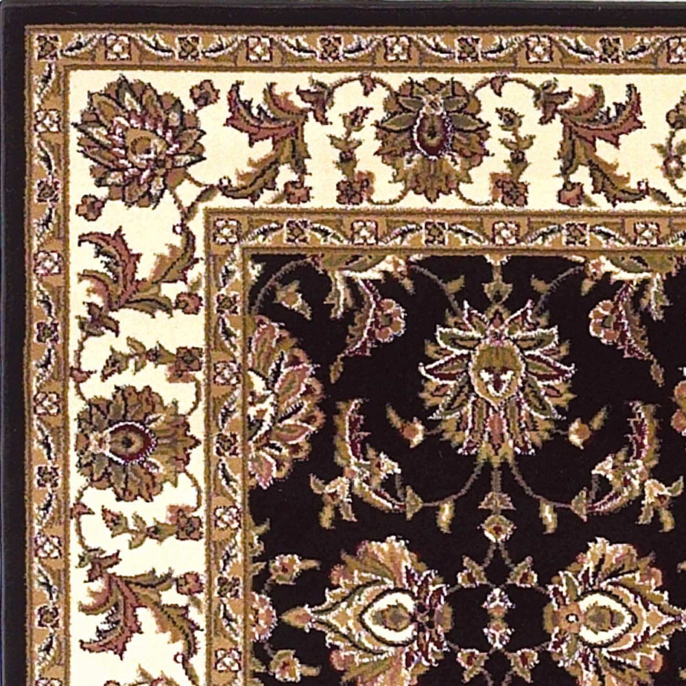 8' X 11' Black Ivory Machine Woven Floral Traditional Indoor Area Rug - Homeroots - Flyclothing LLC