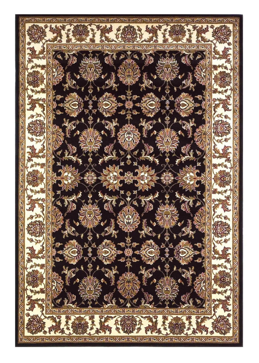 8' X 11' Black Ivory Machine Woven Floral Traditional Indoor Area Rug - Homeroots - Flyclothing LLC