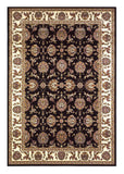 8' X 11' Black Ivory Machine Woven Floral Traditional Indoor Area Rug - Homeroots