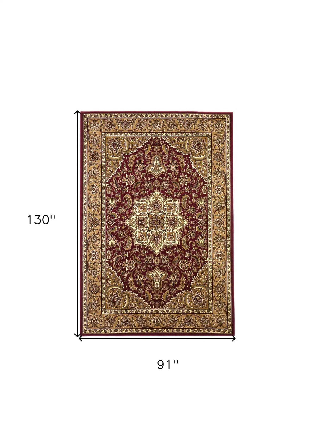 7' X 10' Polypropylene Red Or Beige Area Rug - Homeroots - Flyclothing LLC