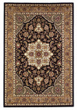 8' X 11' Black Beige Machine Woven Floral Medallion Indoor Area Rug - Homeroots