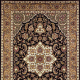 8' X 11' Black Beige Machine Woven Floral Medallion Indoor Area Rug - Homeroots - Flyclothing LLC