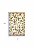 8' X 11' Ivory Machine Woven Floral Vines Indoor Area Rug - Homeroots