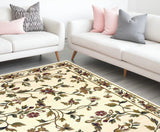 8' X 11' Ivory Machine Woven Floral Vines Indoor Area Rug - Homeroots