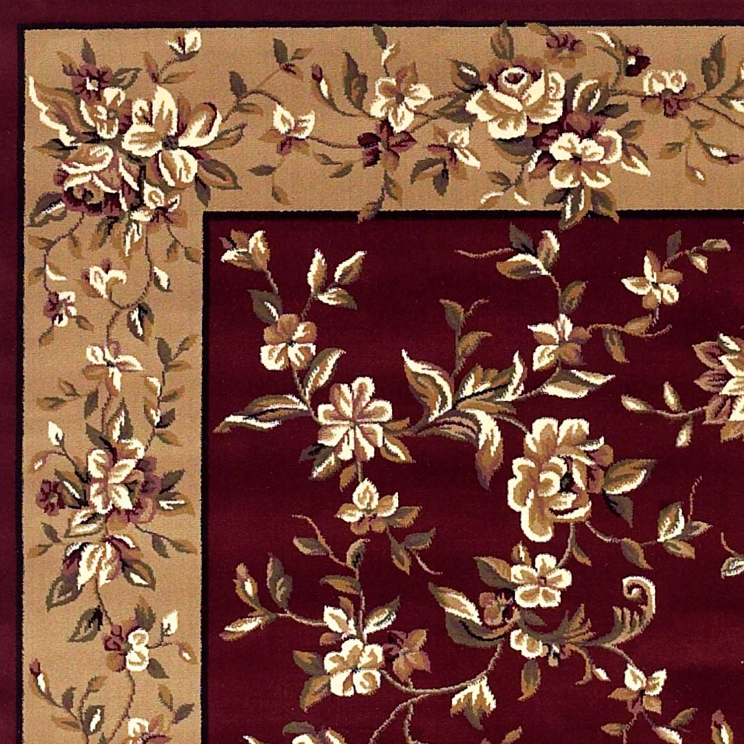 8' X 11' Red Beige Machine Woven Floral Traditional Indoor Area Rug - Homeroots - Flyclothing LLC