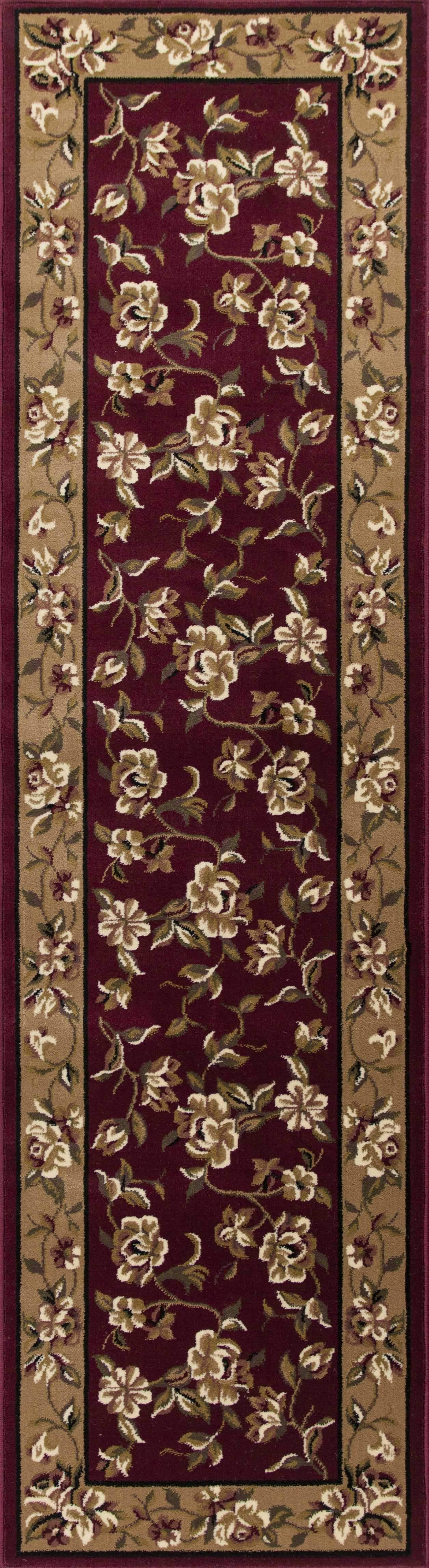 8' X 11' Red Beige Machine Woven Floral Traditional Indoor Area Rug - Homeroots - Flyclothing LLC