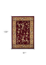 8' X 11' Red Beige Machine Woven Floral Traditional Indoor Area Rug - Homeroots - Flyclothing LLC