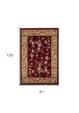 8' X 11' Red Beige Machine Woven Floral Traditional Indoor Area Rug - Homeroots