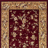 8' X 11' Red Beige Machine Woven Floral Traditional Indoor Area Rug - Homeroots - Flyclothing LLC