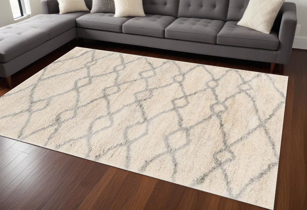 7' X 9' Gray and Ivory Area Rug - Homeroots