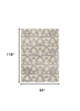 8' X 10' Ivory Grey Machine Woven Geometric Indoor Area Rug - Homeroots - Flyclothing LLC