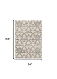 8' X 10' Ivory Grey Machine Woven Geometric Indoor Area Rug - Homeroots