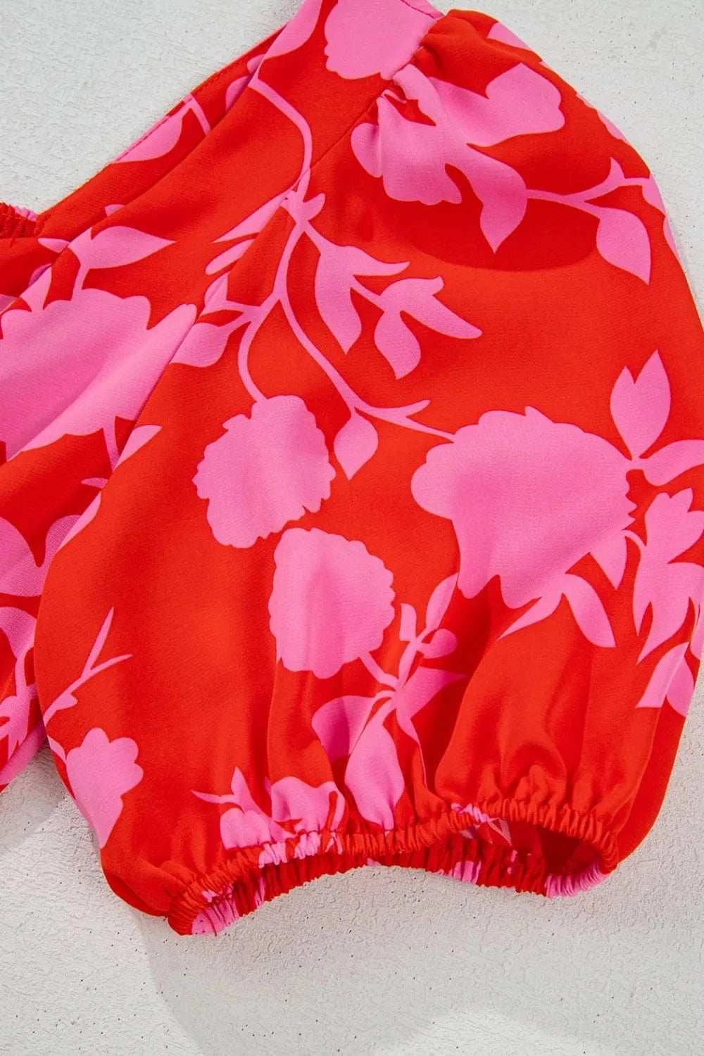 Floral Puff Sleeve Sweetheart Neck Ruffled Mini Dress - Trendsi - Flyclothing LLC