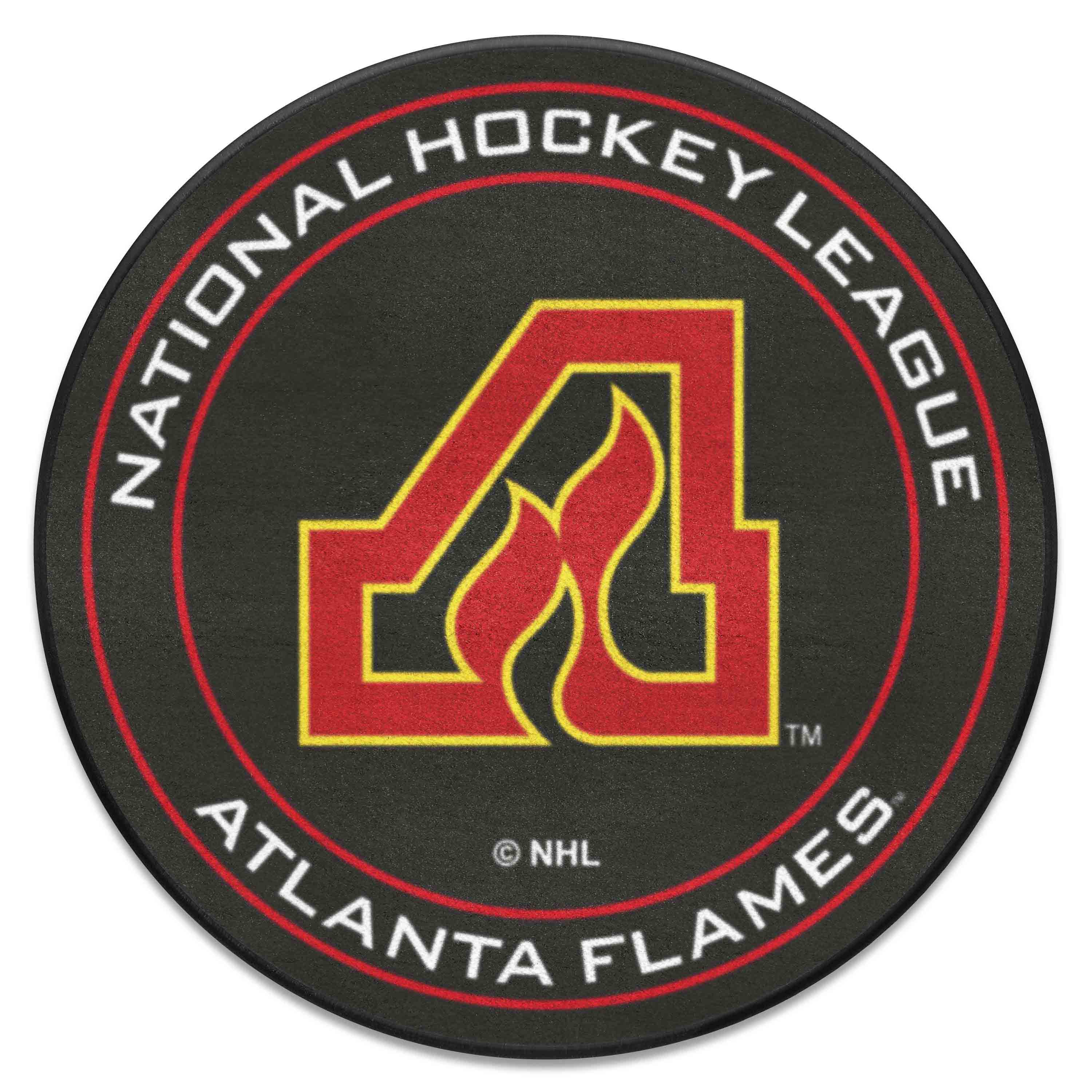 NHLRETRO Atlanta Flames Hockey Puck Rug - 27in. Diameter - Atlanta Flames