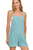 Zenana Washed Double Gauze Tie Back Rompers - Trendsi