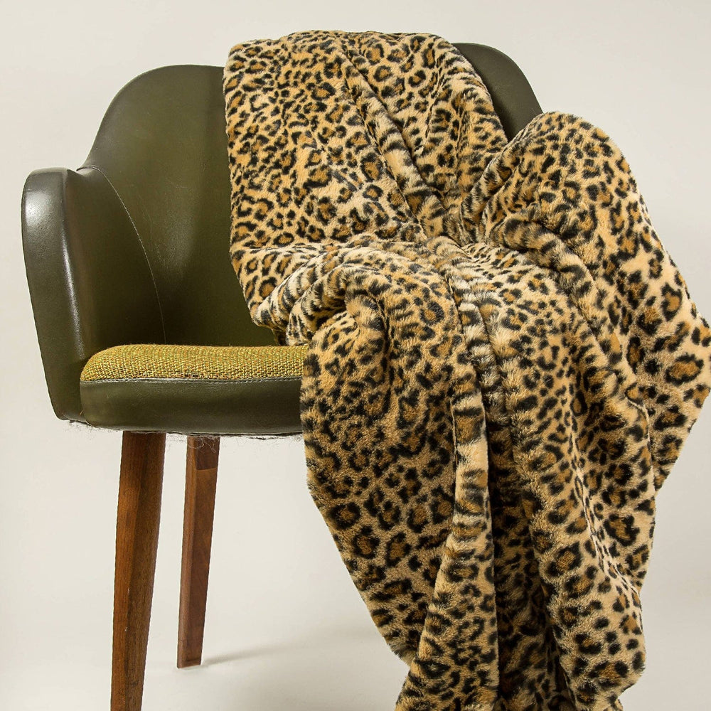 50" X 70" Brown and Black Faux Fur Leopard Plush Throw Blanket - Homeroots - Flyclothing LLC