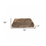 50" X 70" Brown and Black Faux Fur Leopard Plush Throw Blanket - Homeroots - Flyclothing LLC