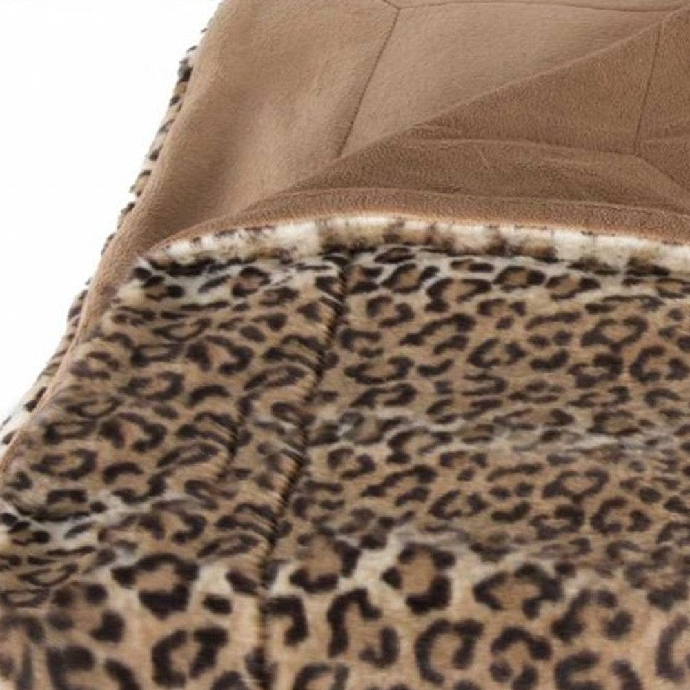 50" X 70" Brown and Black Faux Fur Leopard Plush Throw Blanket - Homeroots - Flyclothing LLC