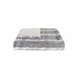 50" X 70" Gray and White Faux Fur Striped Plush Throw Blanket - Homeroots