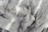 50" X 70" Gray and White Faux Fur Striped Plush Throw Blanket - Homeroots - Flyclothing LLC