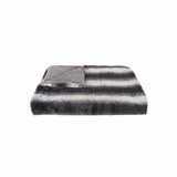 50" X 70" Gray and White Faux Fur Striped Plush Throw Blanket - Homeroots