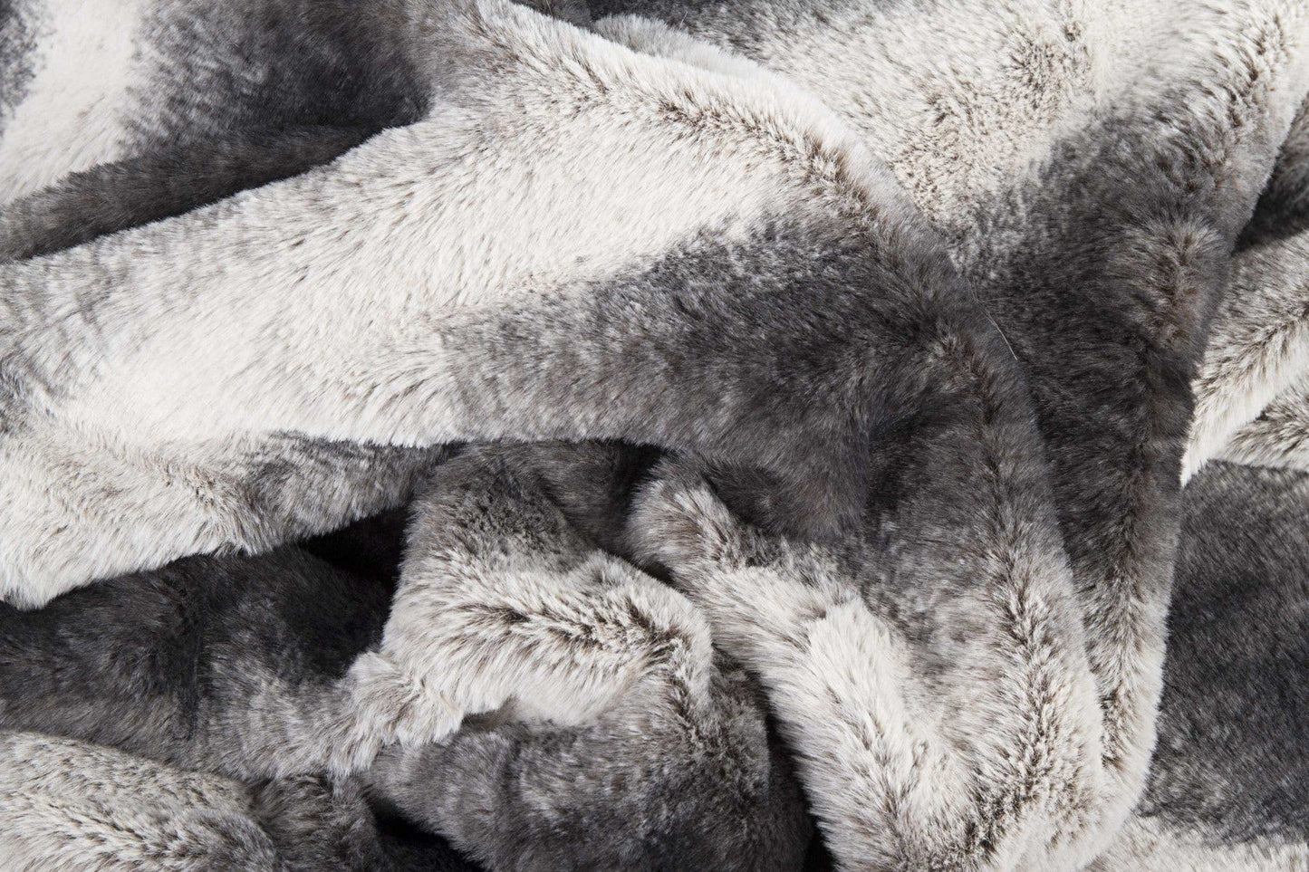 50" X 70" Gray and White Faux Fur Striped Plush Throw Blanket - Homeroots - Flyclothing LLC