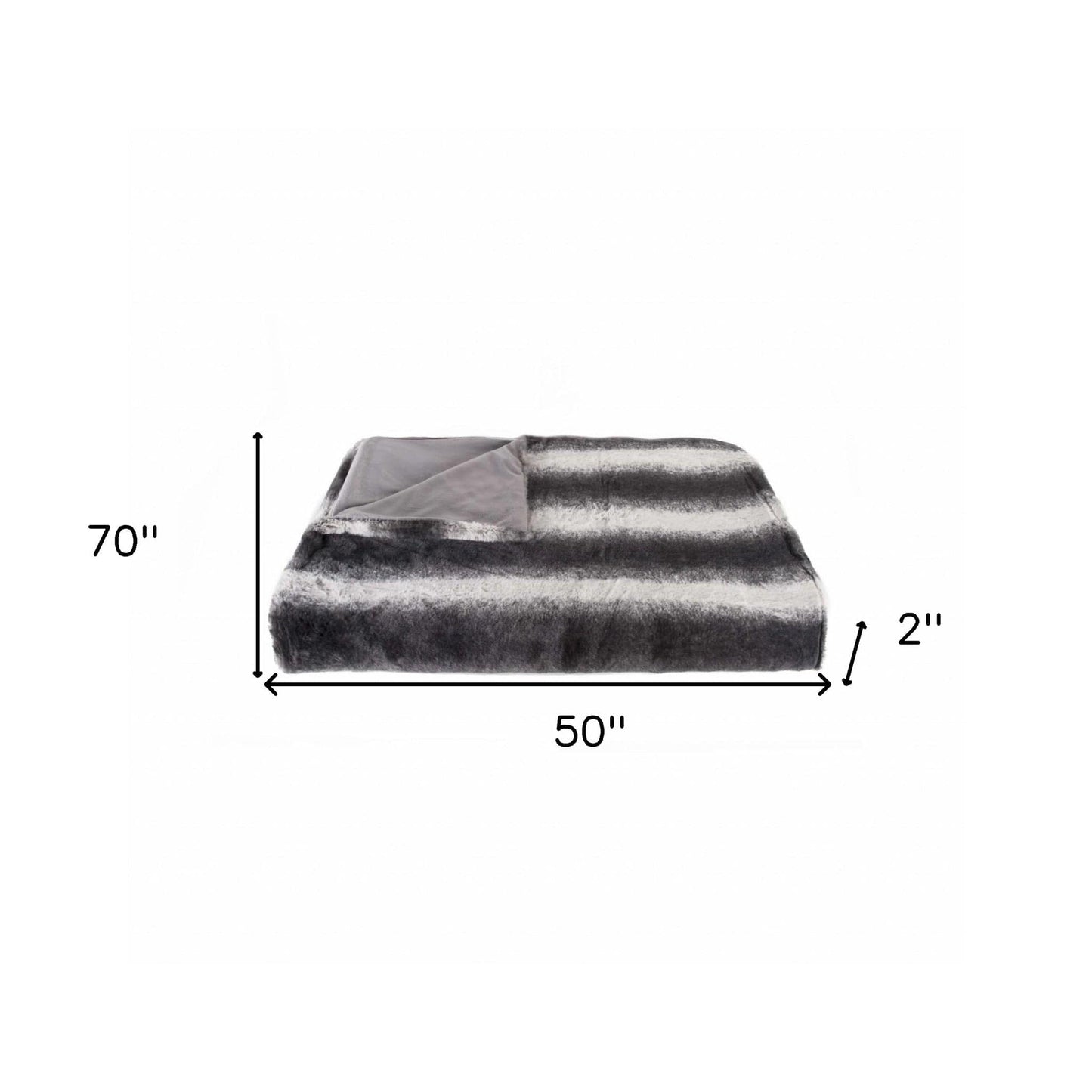 50" X 70" Gray and White Faux Fur Striped Plush Throw Blanket - Homeroots - Flyclothing LLC