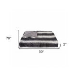 50" X 70" Gray and White Faux Fur Striped Plush Throw Blanket - Homeroots - Flyclothing LLC